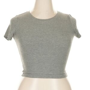 Bozzolo Gray Cap Sleeve Fitted Crop Top
